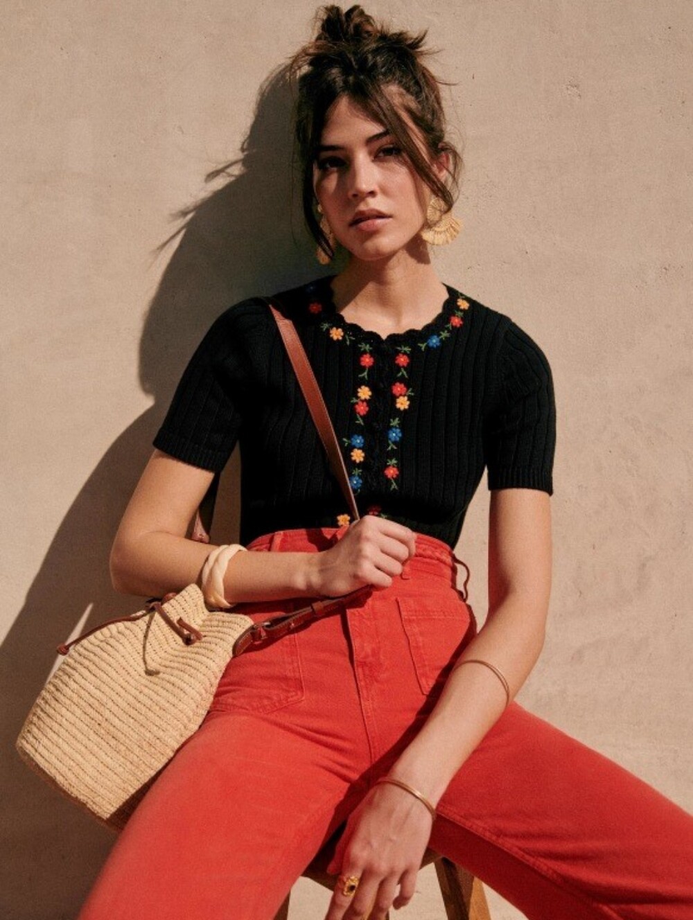 Sezane Ilena Cardigan in Black Multicolored size M - Picture 3 of 10